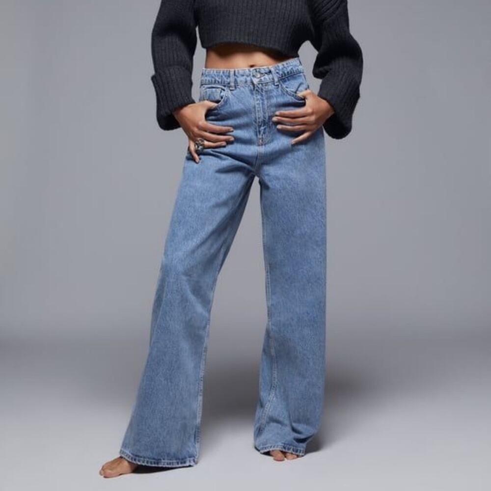NEW ZARA BAGGY WIDE LEG JEANS - Picture 2 of 15